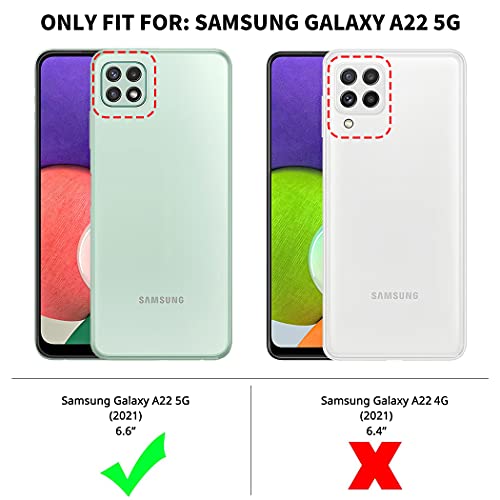 Case for Samsung Galaxy A22 5G 6.6 inch with 2 pieces protective film