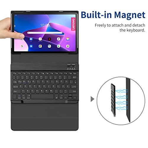 EasyAcc Keyboard Case Compatible with Lenovo Tab M10 Plus (3rd Gen) 10.6 2022 with Protective Film