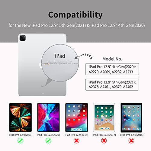 Magnetic Case Compatible with iPad Pro 12.9 2021/2020 (5/4th Generation) 5G   Schwarz