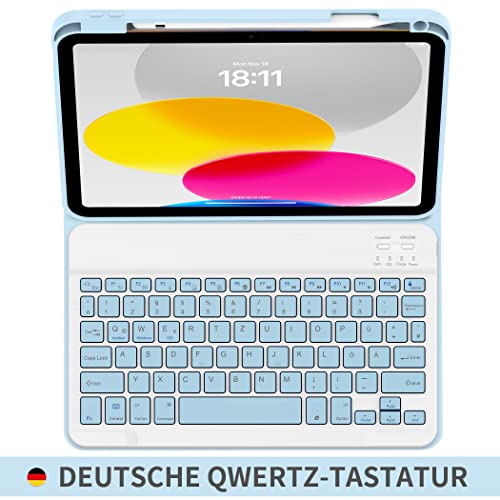 EasyAcc German QWERTZ Keyboard Case Compatible with iPad 10 Generation 10.9 inch 2022 A2757/A2777