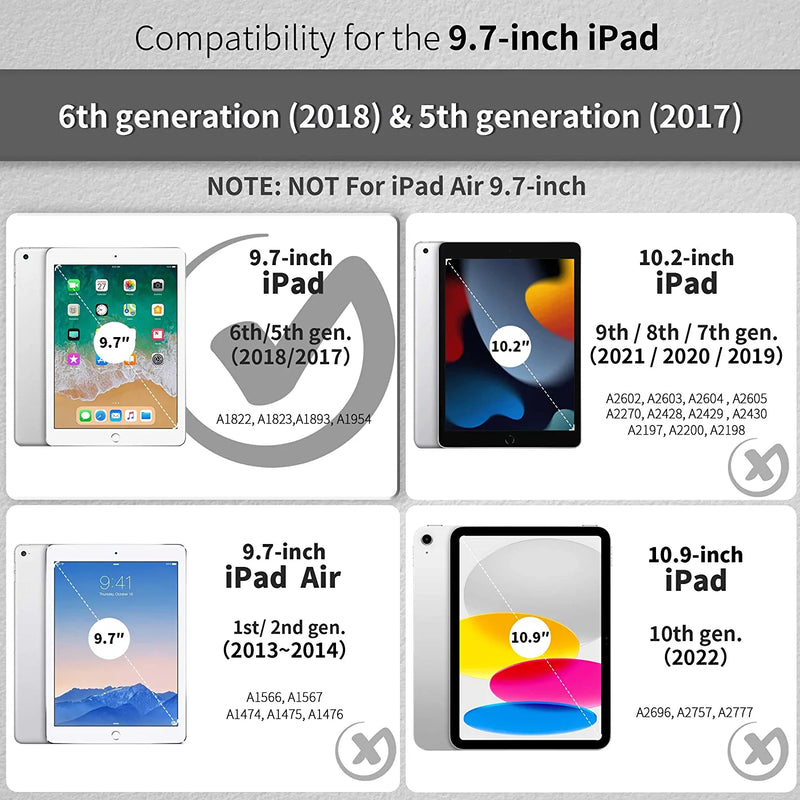 EasyAcc Case Compatible with iPad 9.7 2018/ iPad 6 Generation/iPad 2017/ iPad 5 Generation